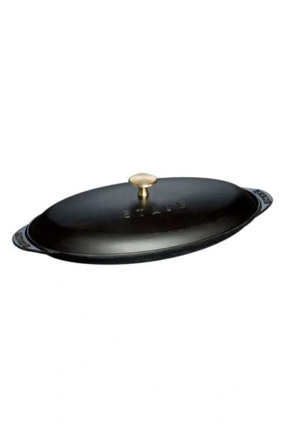 Staub Enameled Cast Iron Fish Pan With Lid In Black