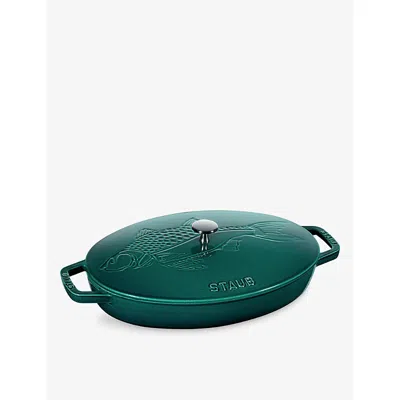 Staub La Mer Fish Oval Cast-iron Oven Dish 33cm In Green