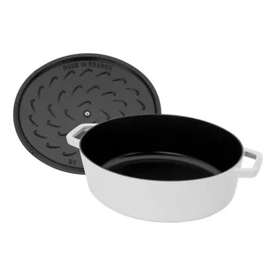 Staub La Cocotte 6 L Cast Iron Oval Wide Oval Dutch Oven In White