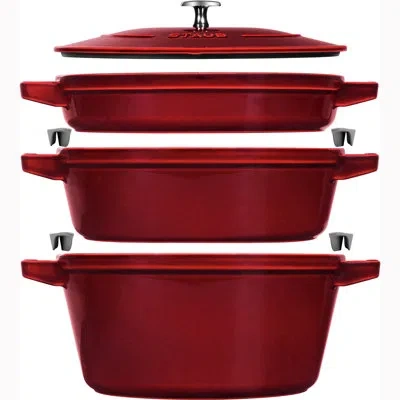 Staub La Cocotte Stackable Set Large, Cast Iron In Grenadine