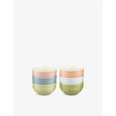 Staub Mixed Macaron Set Of Six Ceramic Bowls 14cm In Multi