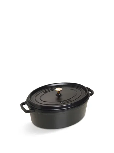 Staub Oval Cast Iron Cocotte In Black
