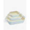 Staub Light Blue Rectangular Set Of Three Ceramic Gratin Dishes