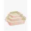 Staub Light Pink Rectangular Set Of Three Ceramic Gratin Dishes
