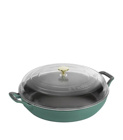 Staub Round Braiser With Glass Lid In Green