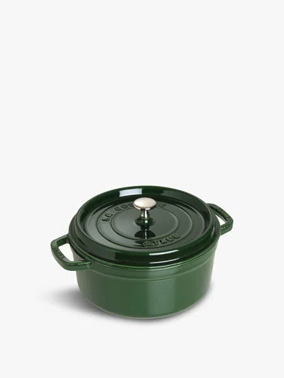 Staub Round Cast Iron Cocotte In Basil Green