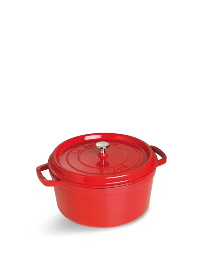 Staub Round Cast Iron Cocotte In Cherry Red