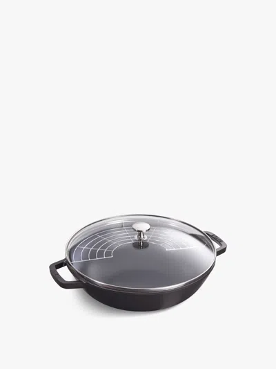 Staub Round Cast Iron Wok 30cm In Black