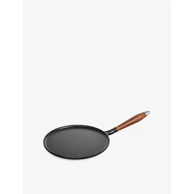Staub Black Round Cast-iron Pancake Pan With Wooden Handle 28cm