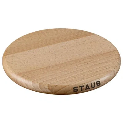 Staub Round Magnetic Wood Trivet In Brown