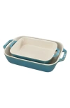 Staub Ceramic Rectangular Baking Dish 2-piece Set In Turquoise