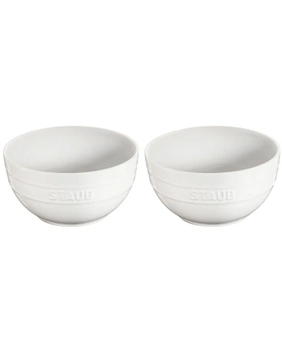 Staub Set Of 2 Large Universal Ceramic Bowls In White
