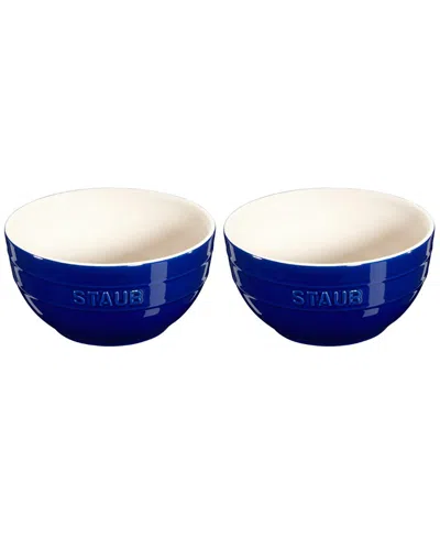 Staub Universal Ceramic 2-piece Large Bowl Set In Dark Blue