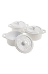 Staub Set Of 3 Mini Round Ceramic Cocottes