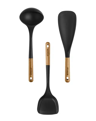 STAUB STAUB SILICONE WITH WOOD HANDLE 3PC COOKING UTENSIL SET