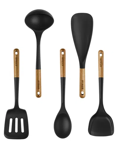 STAUB STAUB SILICONE WITH WOOD HANDLE 5PC COOKING UTENSIL SET