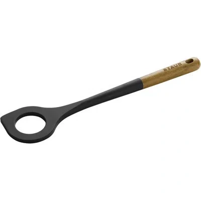 Staub Silicone With Wood Handle Cooking Utensil, Risotto Spoon In Black