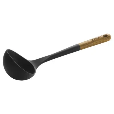 Staub Silicone With Wood Handle Cooking Utensil, Soup Ladle In Black Matte
