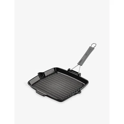 Staub Black Square Cast-iron Grill Pan With Pouring Spout 24cm