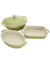Staub 4-piece Ceramic Baking Dish Set In Green