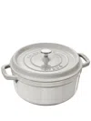 Staub 4-quart Round Enameled Cast Iron Cocotte In White Truffle