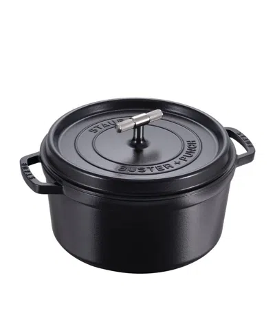 Staub X Buster + Punch Cocotte With Steel Knob (28cm) In Black