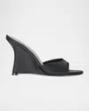 Staud 100mm Brigitte Satin Wedge Mules In Black