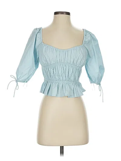 Pre-owned Staud 3/4 Sleeve Blouse In Blue
