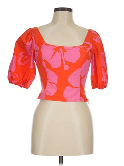 Pre-owned Staud 3/4 Sleeve Blouse In Orange