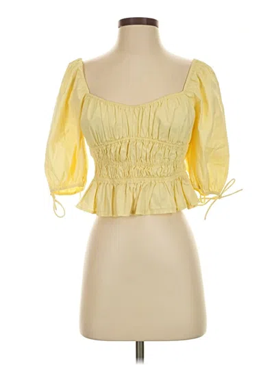 Pre-owned Staud 3/4 Sleeve Blouse In Yellow