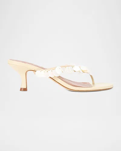 Staud 55mm Freja Shell Leather Thong Sandals In Neutral