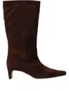 Staud 55mm Leather Pointed-toe Boots In Brown
