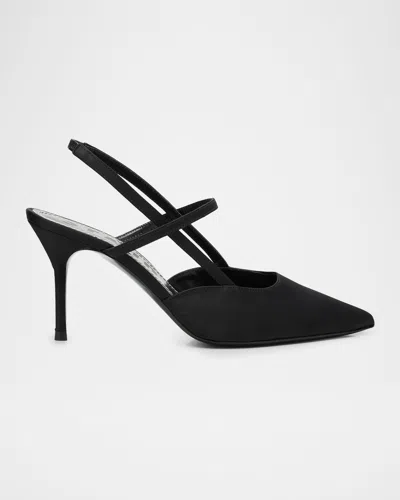 Staud 55mm Sebastian Satin Slingback Pumps In Black