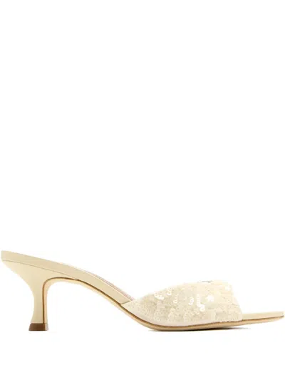 Staud 55mm Sequin-embellished Sandals In Neutral