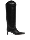 Staud Western Wally 50 Leather Knee-high Boots In Black