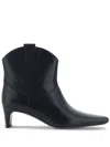Staud Western Wally Leather Ankle Boots In Black