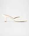 Staud 60mm Brigitte Beaded Satin Kitten-heel Mules In White