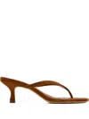 Staud 60mm Suede Thong Sandals In Brown