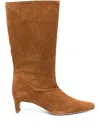 Staud 60mm Wally Suede Leather Pointed-toe Boots In Neutral