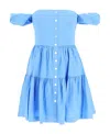 Staud A Slim Dress With Bare Shoulders In Blue