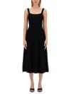 Staud Ellison Pleated Ribbed-knit Midi Dress In Black