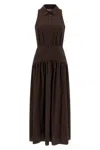 Staud Romy Wrinkled Maxi Dress In Brown
