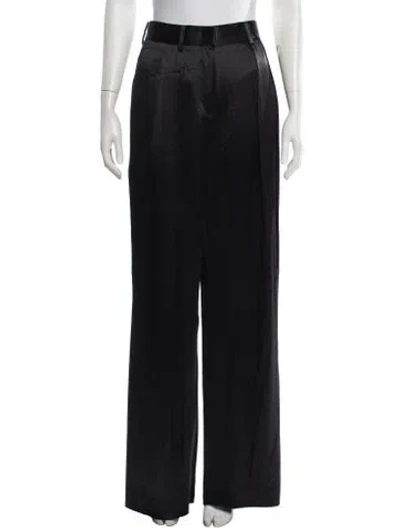 Pre-owned Staud Acetate Wide Leg Pants In Black