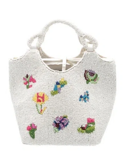 Pre-owned Staud Acrylic Top Handle Bag In White