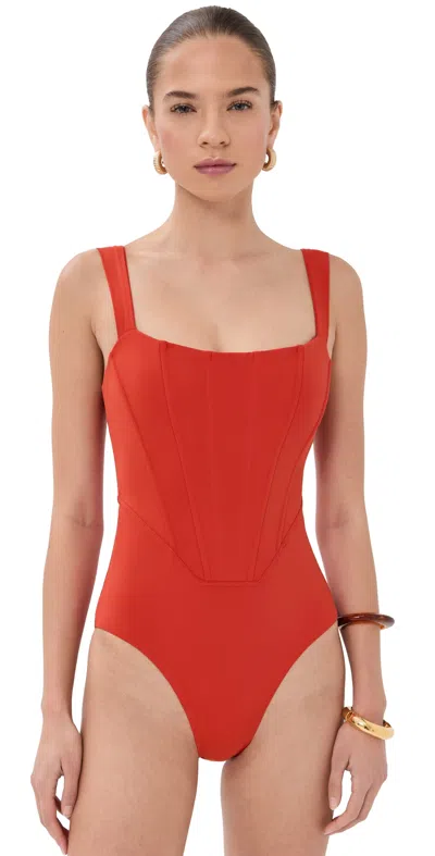 Staud Adelaide One Piece Swimsuit In Orange