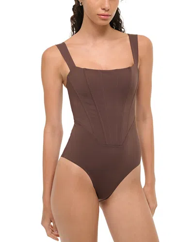 Staud Adelaide One Piece Swimsuit In Brown