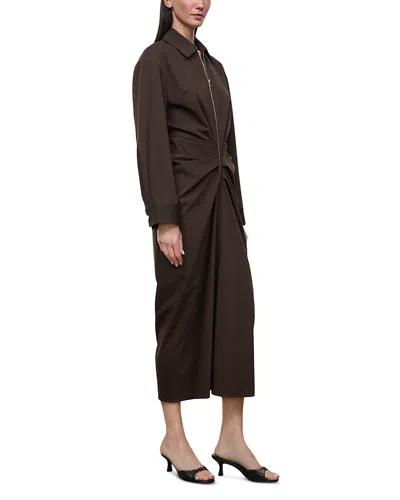 Staud Adler Gathered Waist Dress In Brown