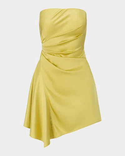 Staud Adriana Silk Mini Dress In Yellow