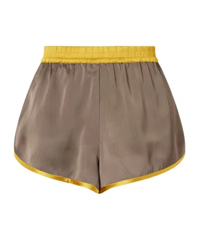 Staud Aero Satin Shorts In Brown