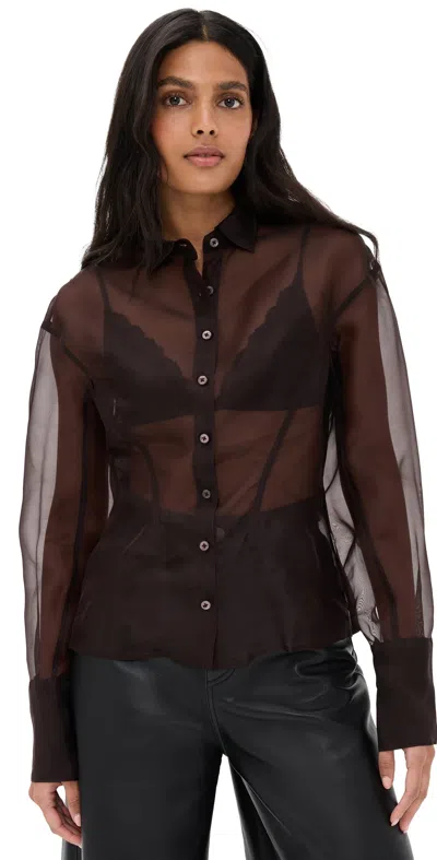 Staud Aida Silk Top Earth In Brown